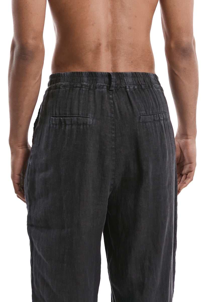 GREY COLD DYED WIDE LINEN PANTS