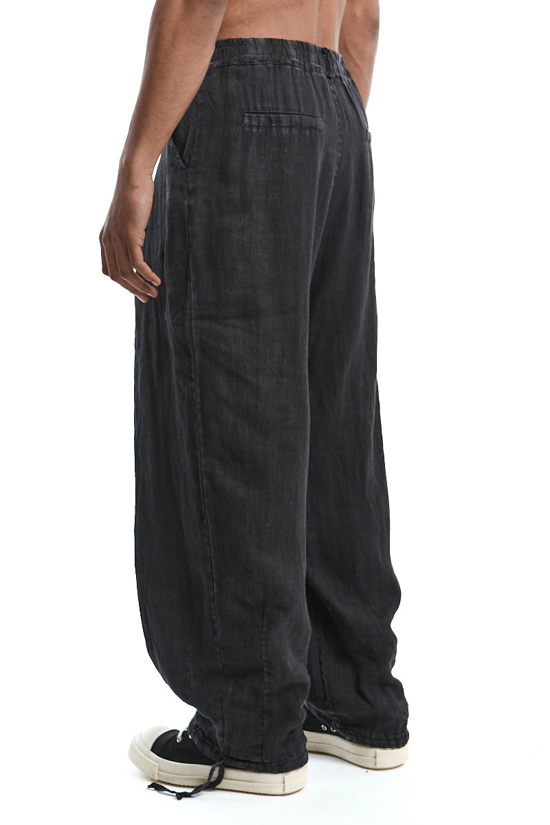 GREY COLD DYED WIDE LINEN PANTS