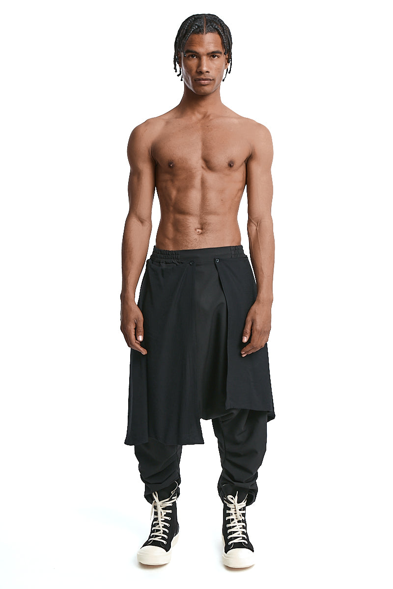 LOW-CROTCH FLUID TROUSERS WITH EMBOSSED LYOCELL PANELS