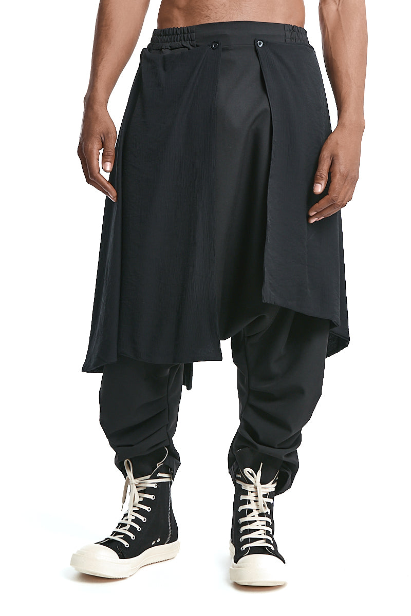LOW-CROTCH FLUID TROUSERS WITH EMBOSSED LYOCELL PANELS