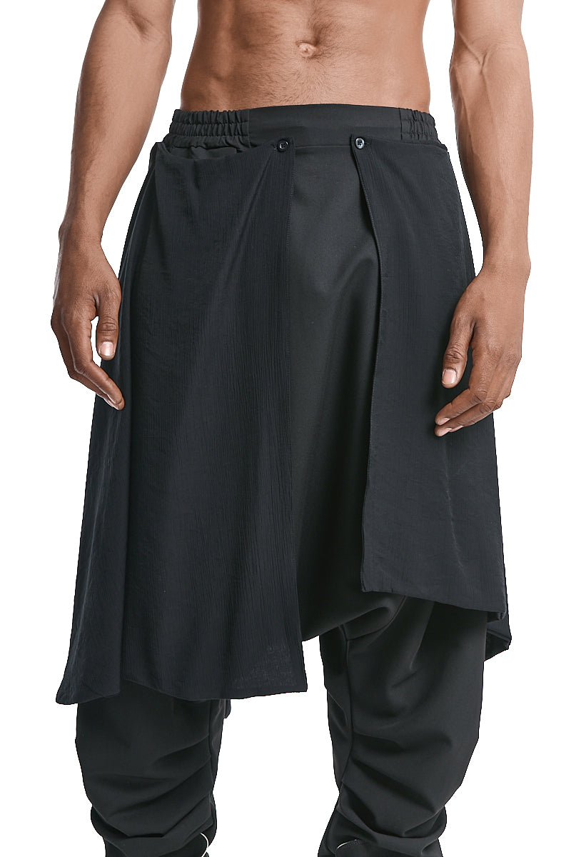 LOW-CROTCH FLUID TROUSERS WITH EMBOSSED LYOCELL PANELS