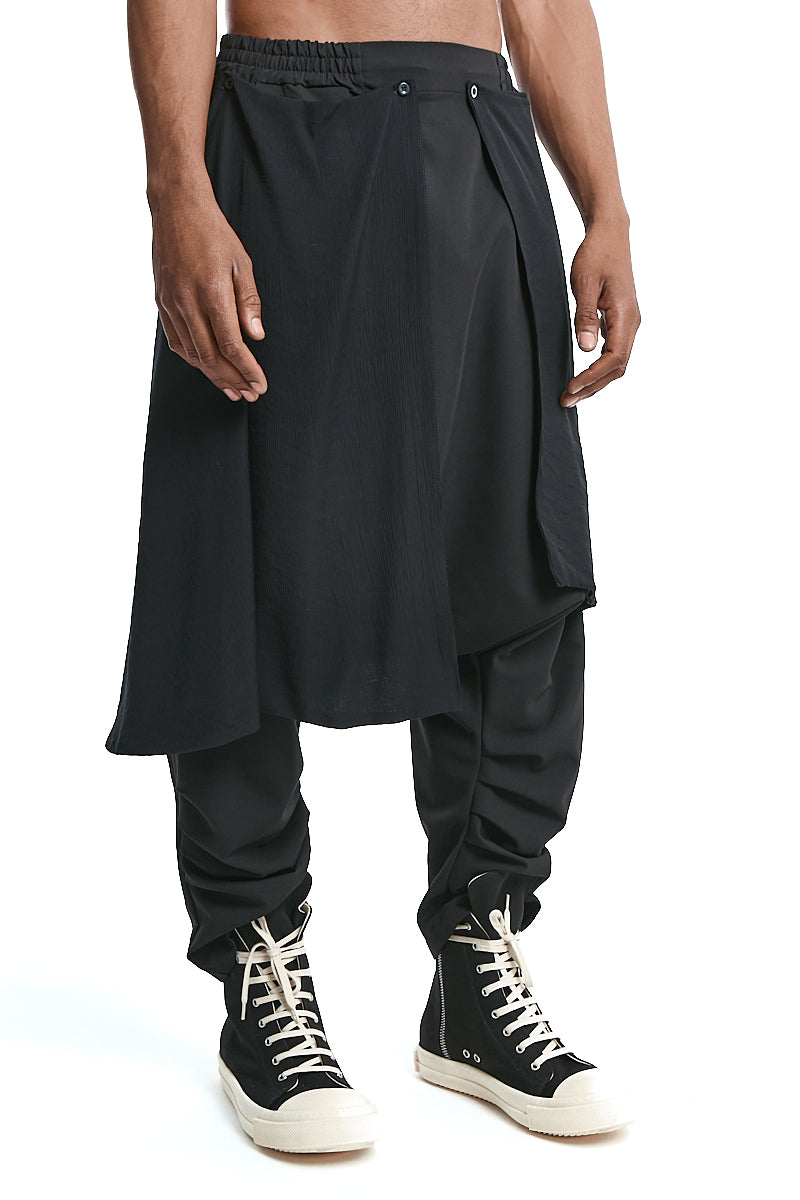 LOW-CROTCH FLUID TROUSERS WITH EMBOSSED LYOCELL PANELS