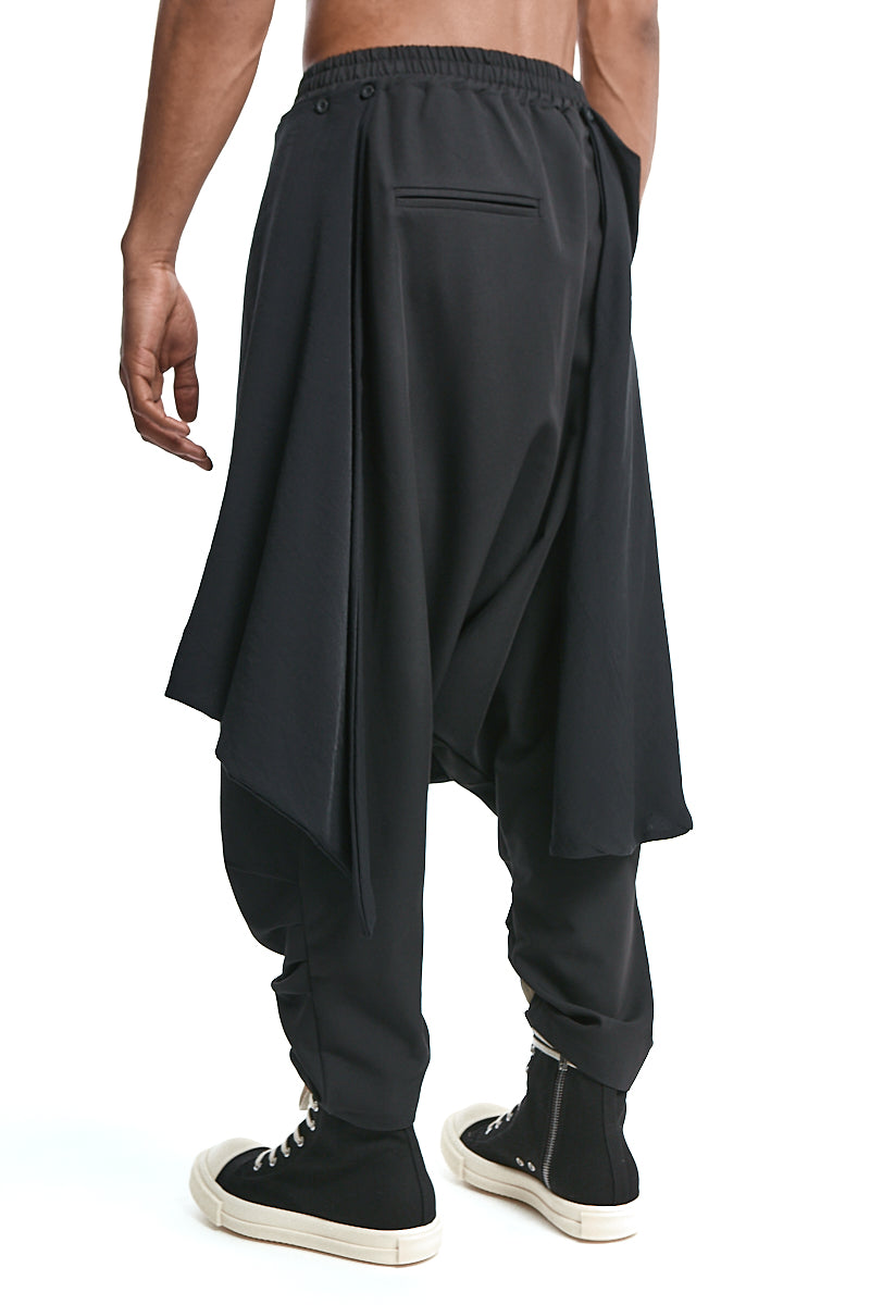 LOW-CROTCH FLUID TROUSERS WITH EMBOSSED LYOCELL PANELS