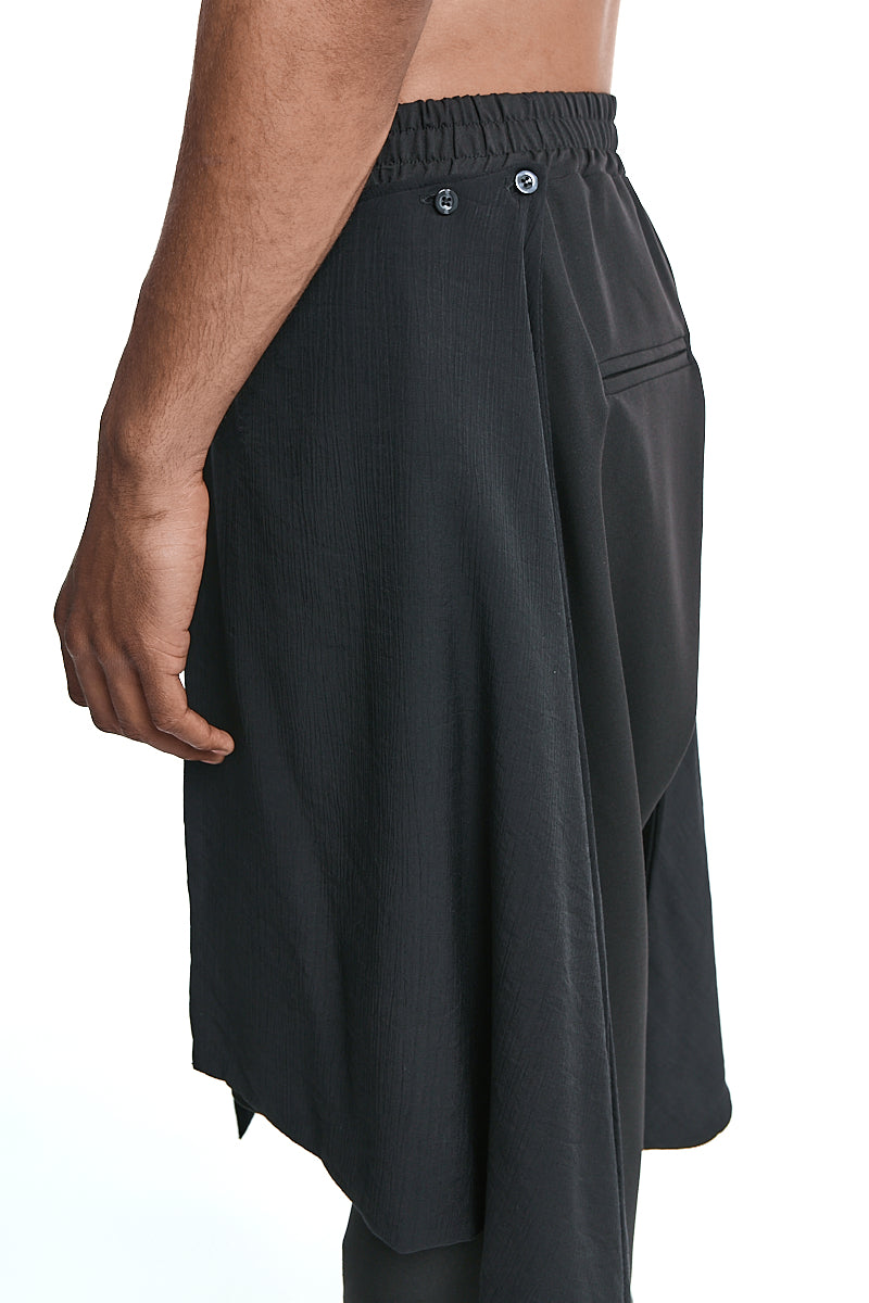 LOW-CROTCH FLUID TROUSERS WITH EMBOSSED LYOCELL PANELS