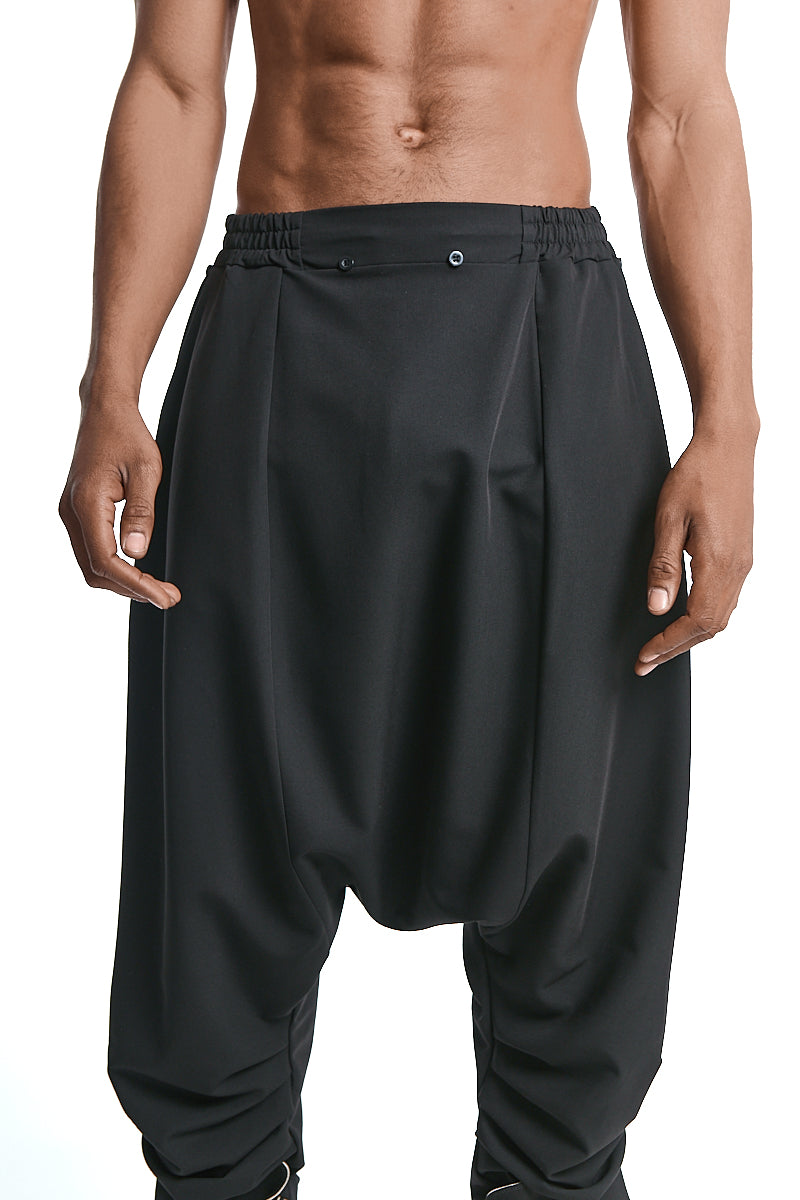 LOW-CROTCH FLUID TROUSERS WITH EMBOSSED LYOCELL PANELS