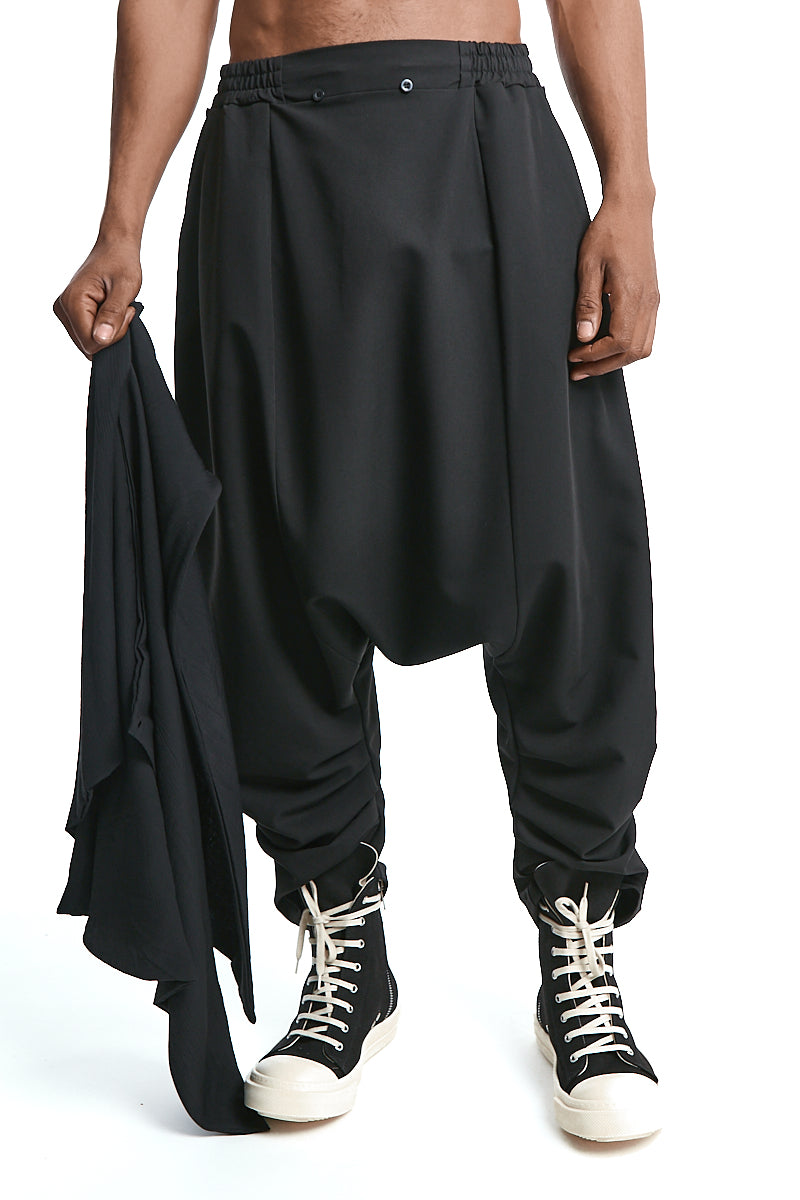 LOW-CROTCH FLUID TROUSERS WITH EMBOSSED LYOCELL PANELS