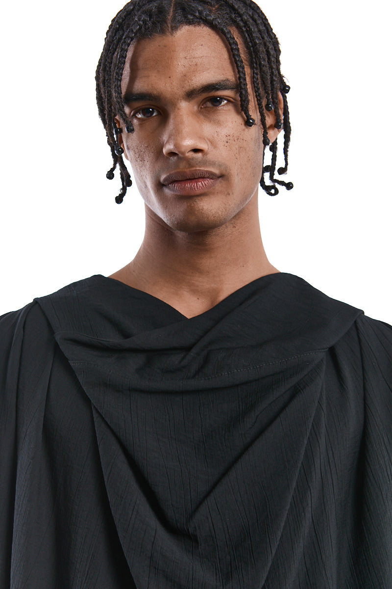 BLACK OVERSIZED EMBOSSED VISCOSE SWEATER