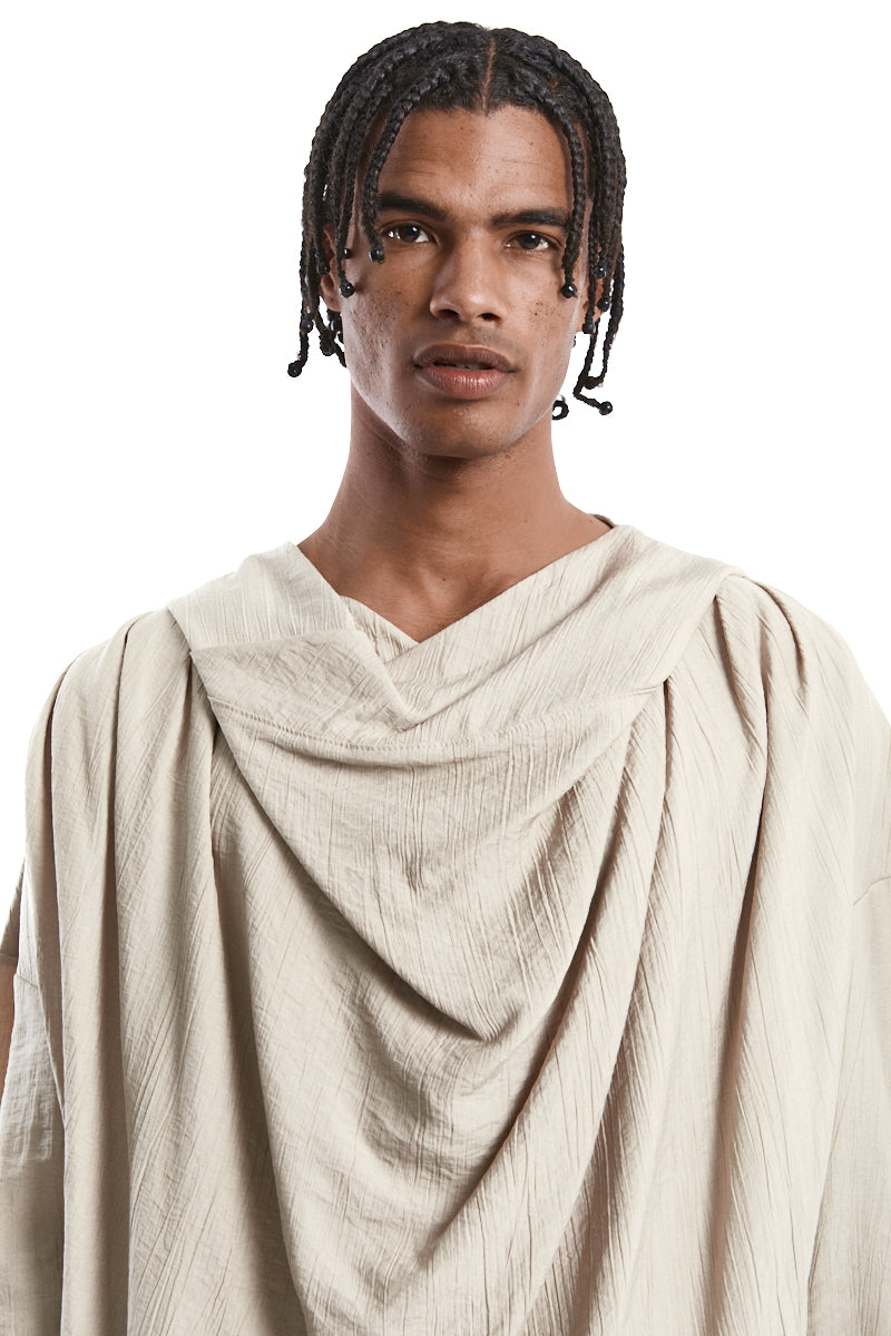 BEIGE OVERSIZED EMBOSSED VISCOSE SWEATER