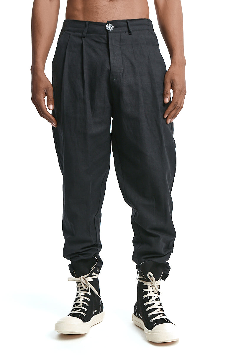 REGULAR FIT LINEN-COTTON TROUSERS