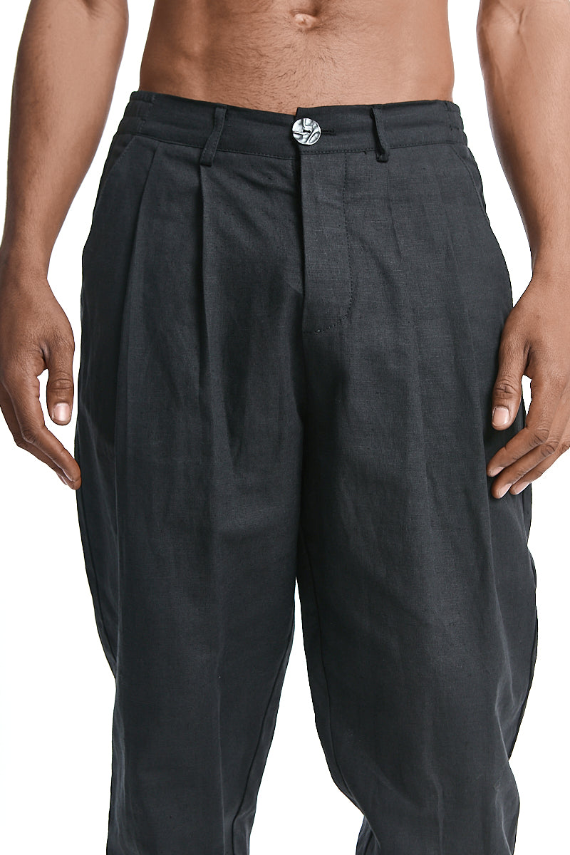 REGULAR FIT LINEN-COTTON TROUSERS