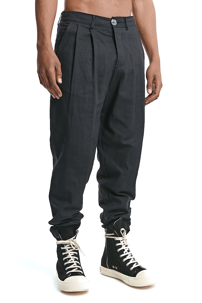 REGULAR FIT LINEN-COTTON TROUSERS
