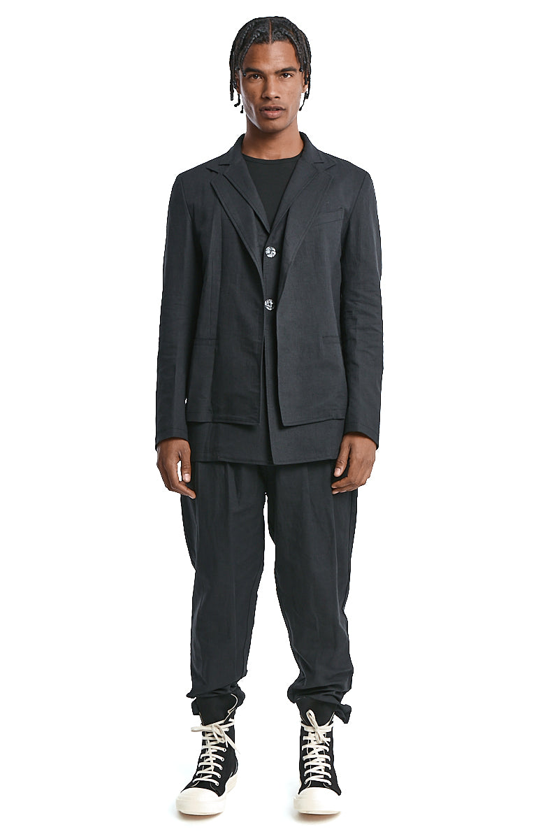 BLACK LINEN COTTON MUSLIN JACKET