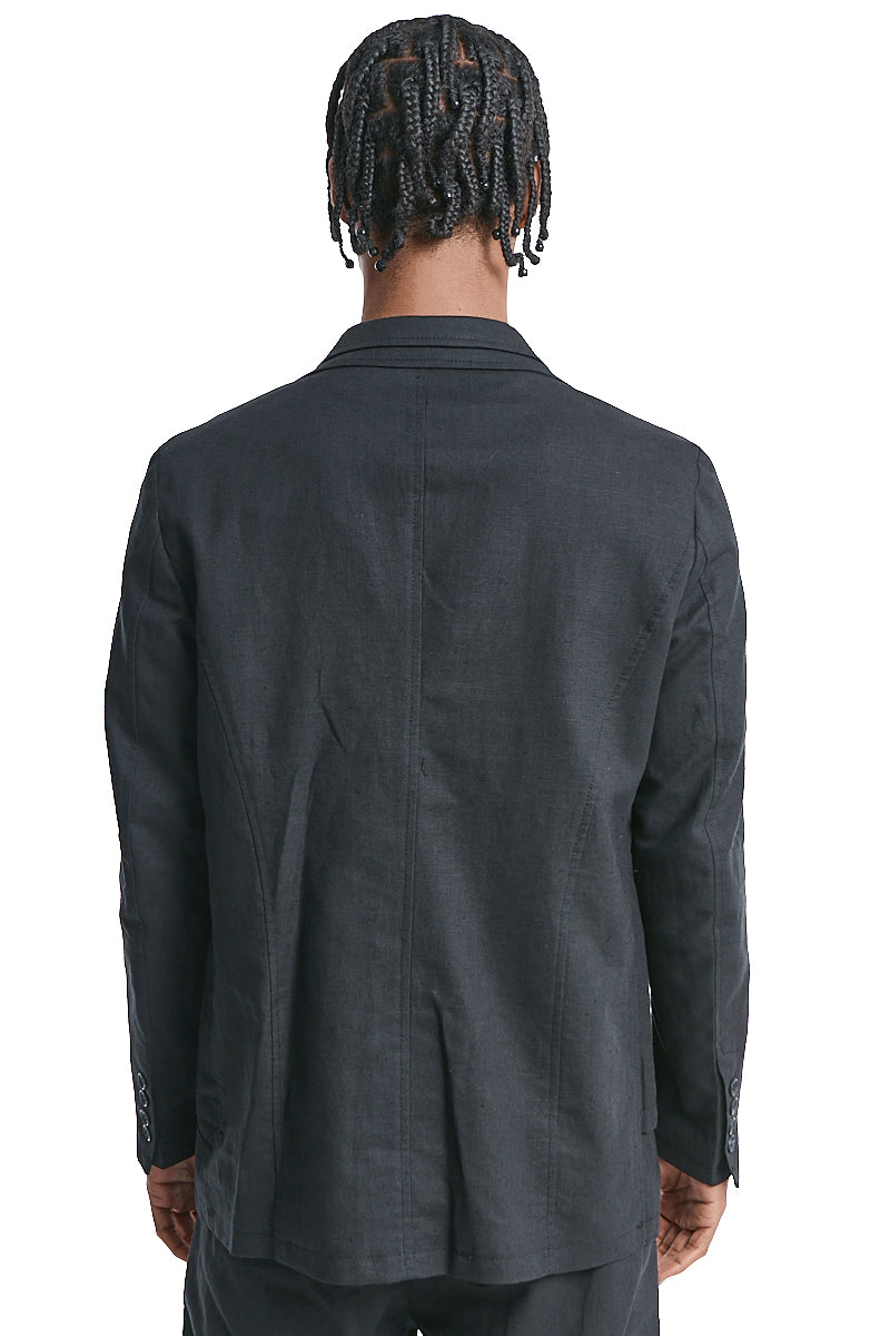 BLACK LINEN COTTON MUSLIN JACKET