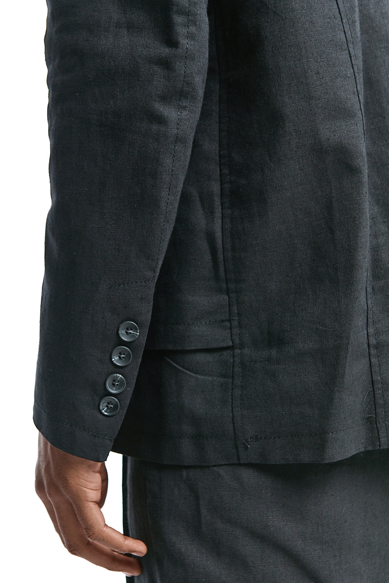 BLACK LINEN COTTON MUSLIN JACKET