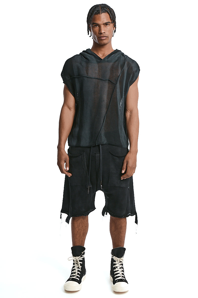 BLACK OVERSIZE SPRAYED SLEEVELESS TOP