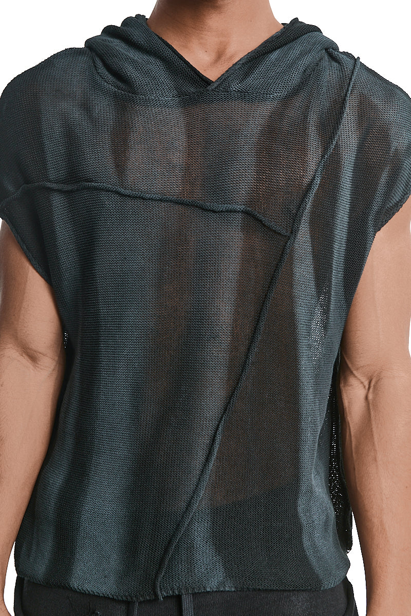 BLACK OVERSIZE SPRAYED SLEEVELESS TOP