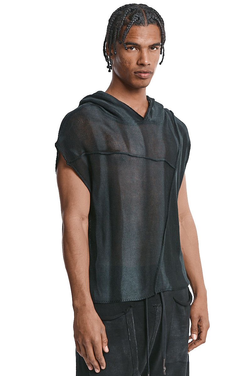 BLACK OVERSIZE SPRAYED SLEEVELESS TOP