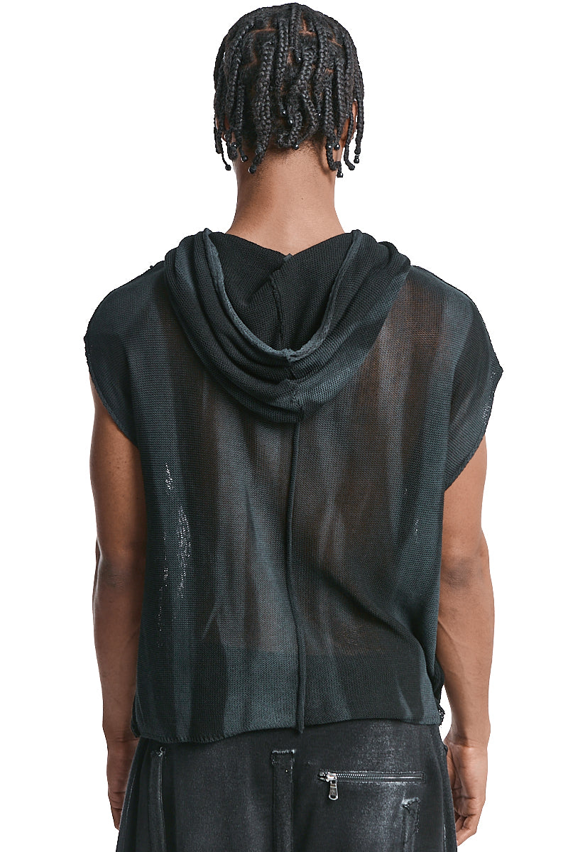 BLACK OVERSIZE SPRAYED SLEEVELESS TOP