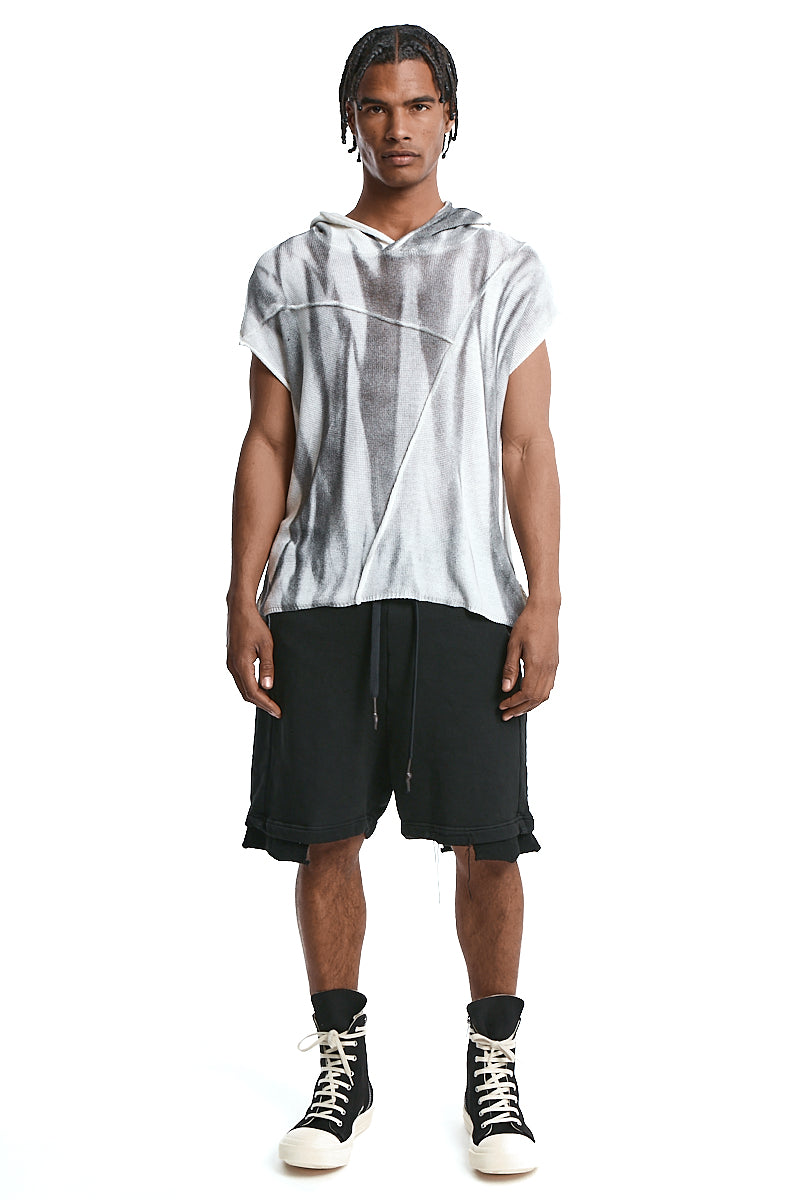 WHITE OVERSIZE SPRAYED SLEEVELESS TOP