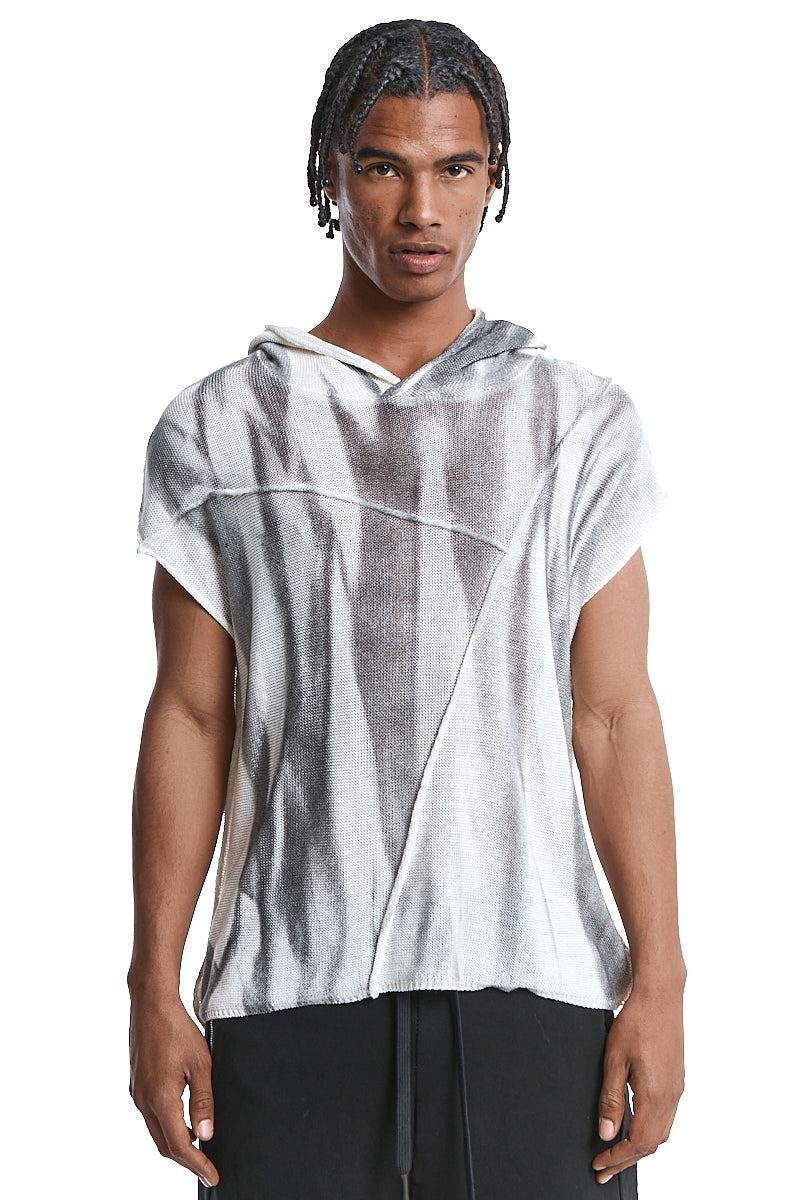 WHITE OVERSIZE SPRAYED SLEEVELESS TOP