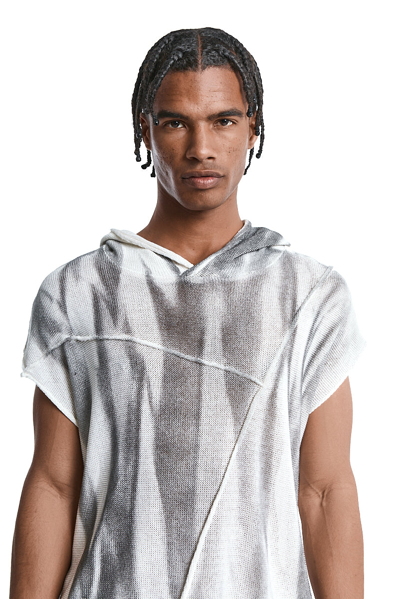 WHITE OVERSIZE SPRAYED SLEEVELESS TOP