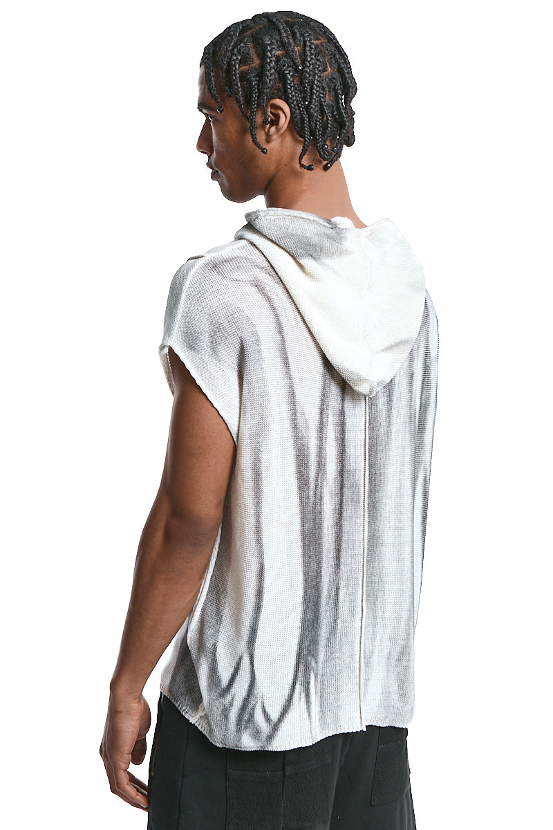 WHITE OVERSIZE SPRAYED SLEEVELESS TOP