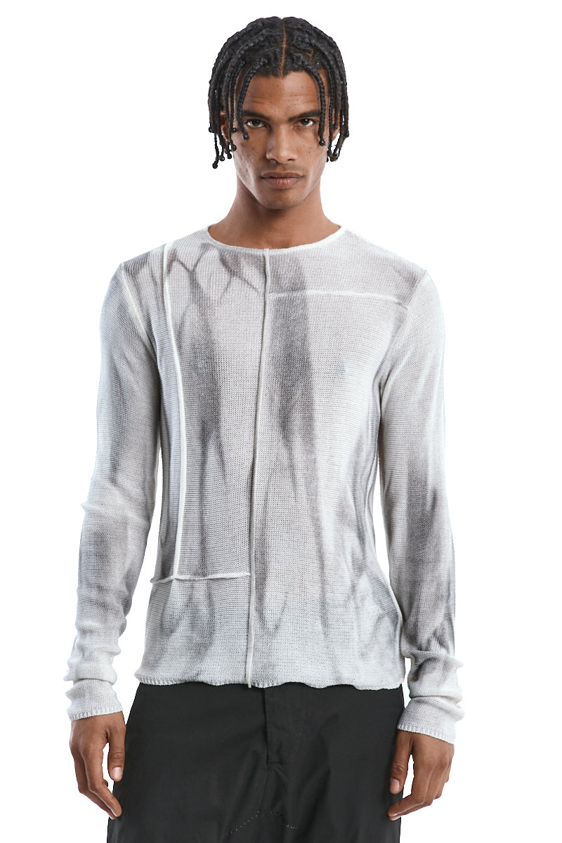 WHITE SPRAYED KNITTED TOP