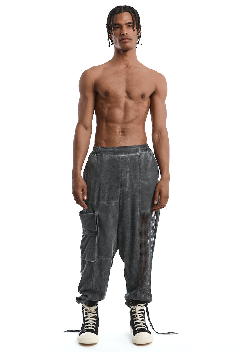 GREY OVERSIZED COLD-DYED TROUSERS