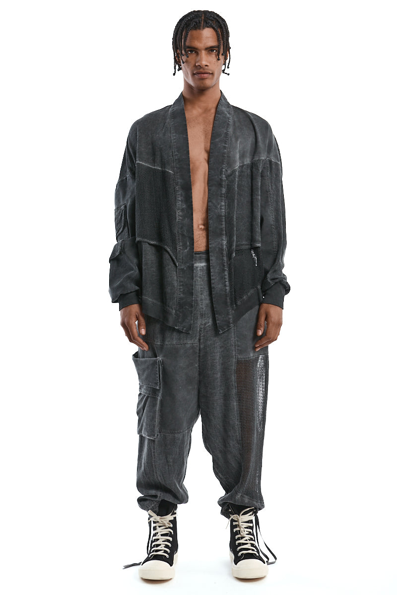 OVERSIZED COLD-DYED LINEN BLEND JACKET