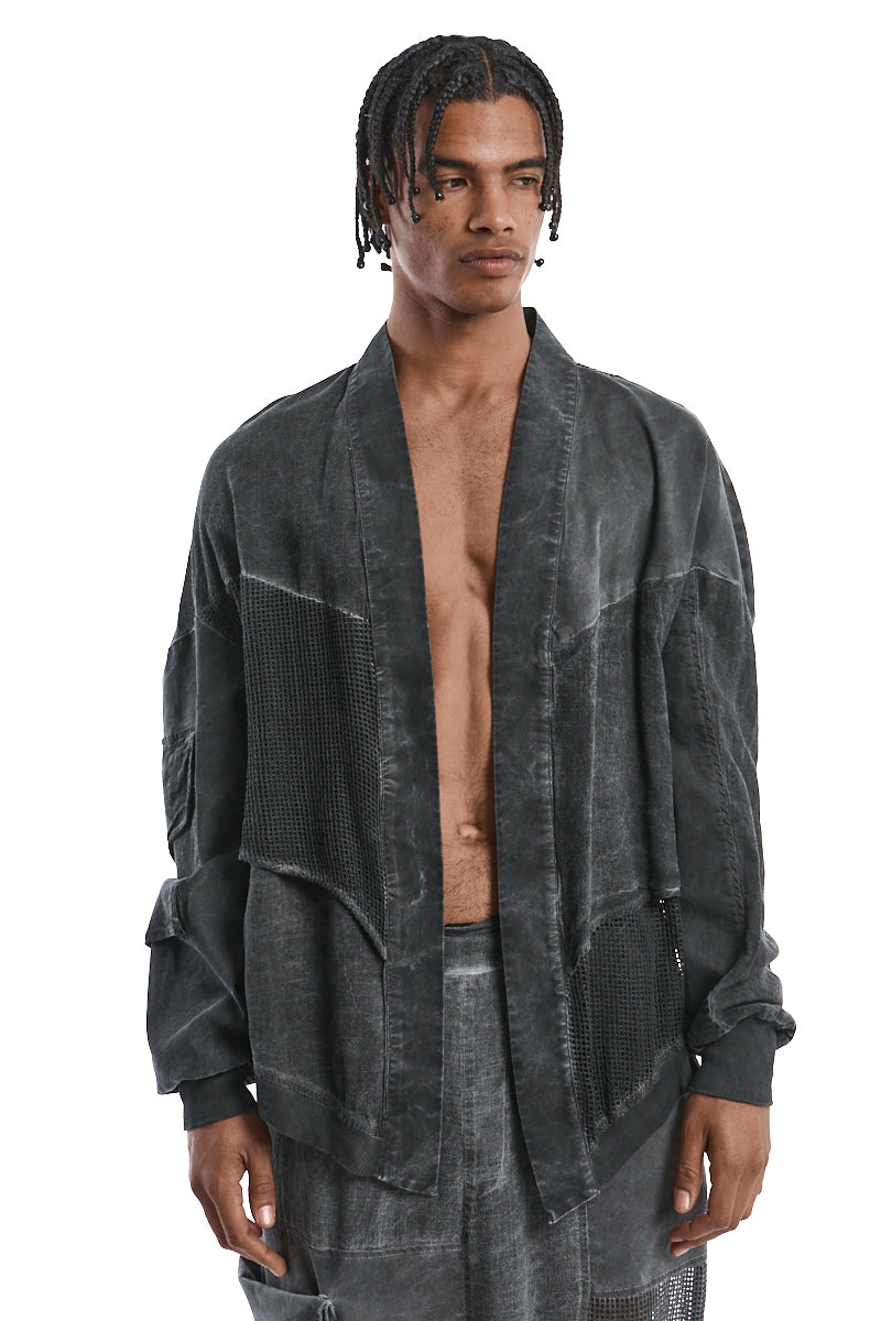 OVERSIZED COLD-DYED LINEN BLEND JACKET