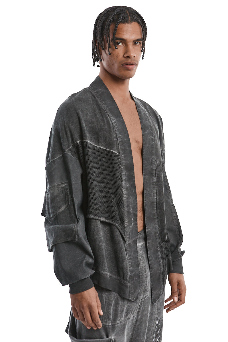 OVERSIZED COLD-DYED LINEN BLEND JACKET