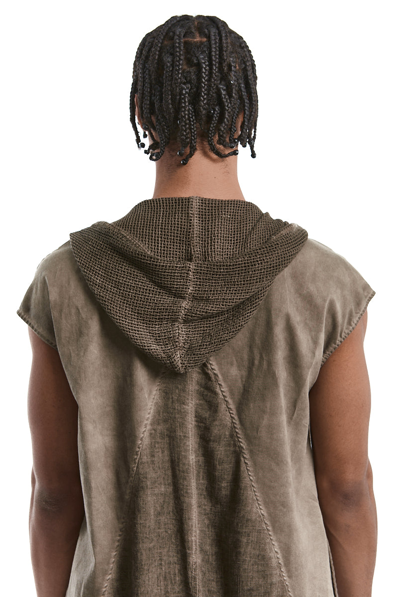 FANGO OVERSIZED COLD-DYED LINEN BLEND GILET