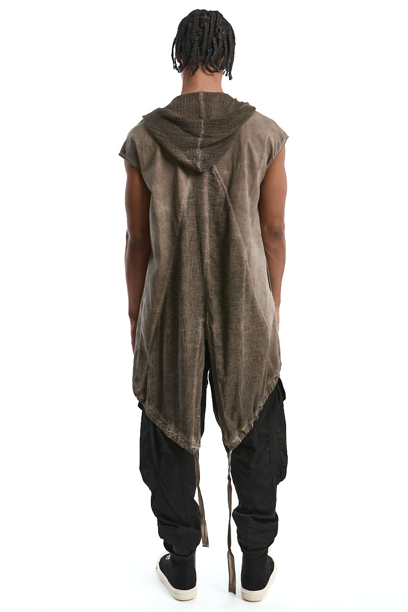 FANGO OVERSIZED COLD-DYED LINEN BLEND GILET