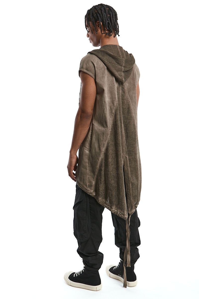 FANGO OVERSIZED COLD-DYED LINEN BLEND GILET