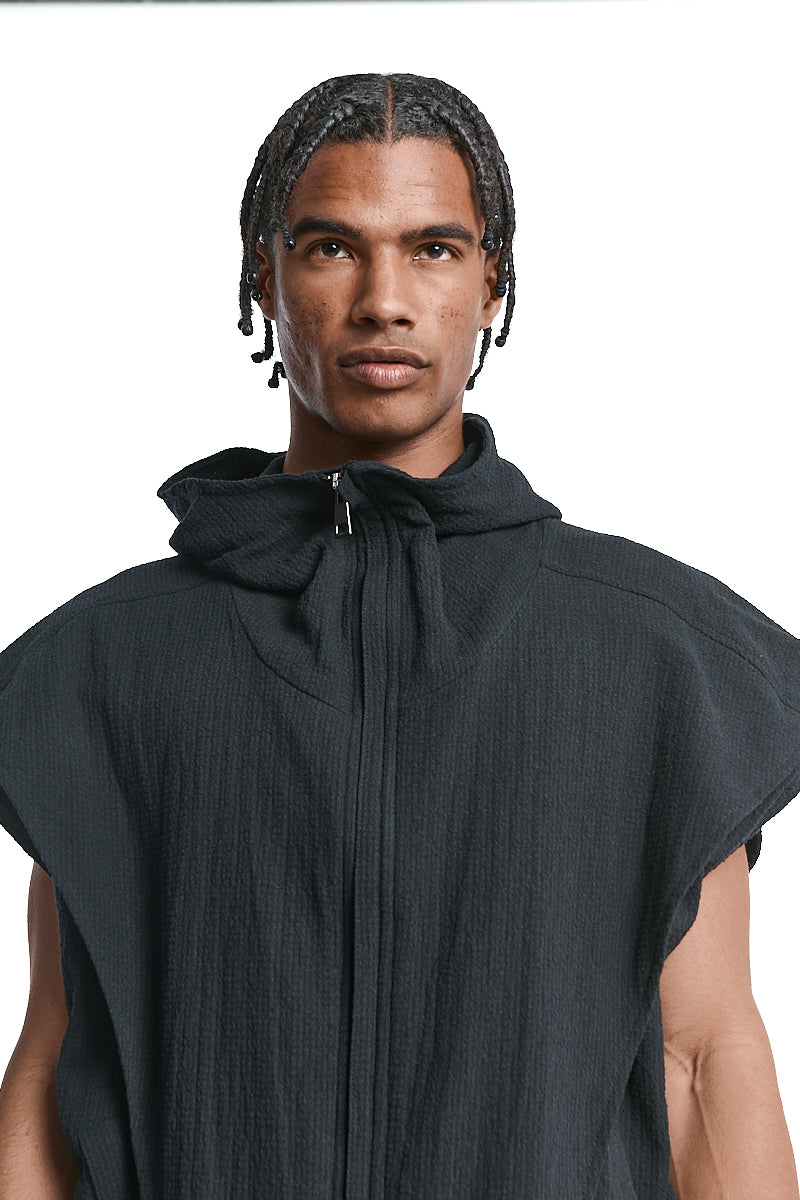 OVERSIZED HOODED ZIP-VEST