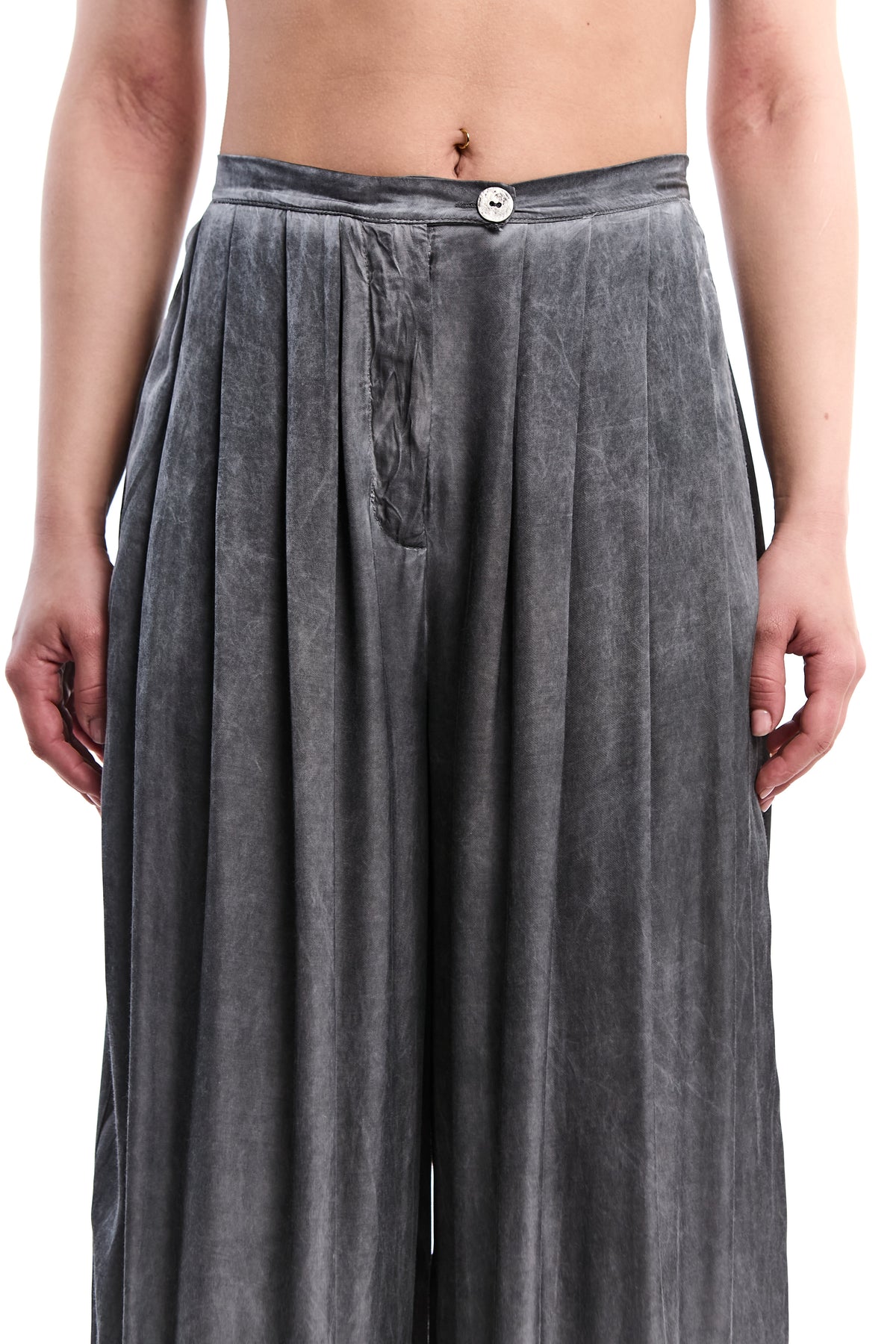 COLD-DYED VISCOSE SATIN PALAZZO TROUSER
