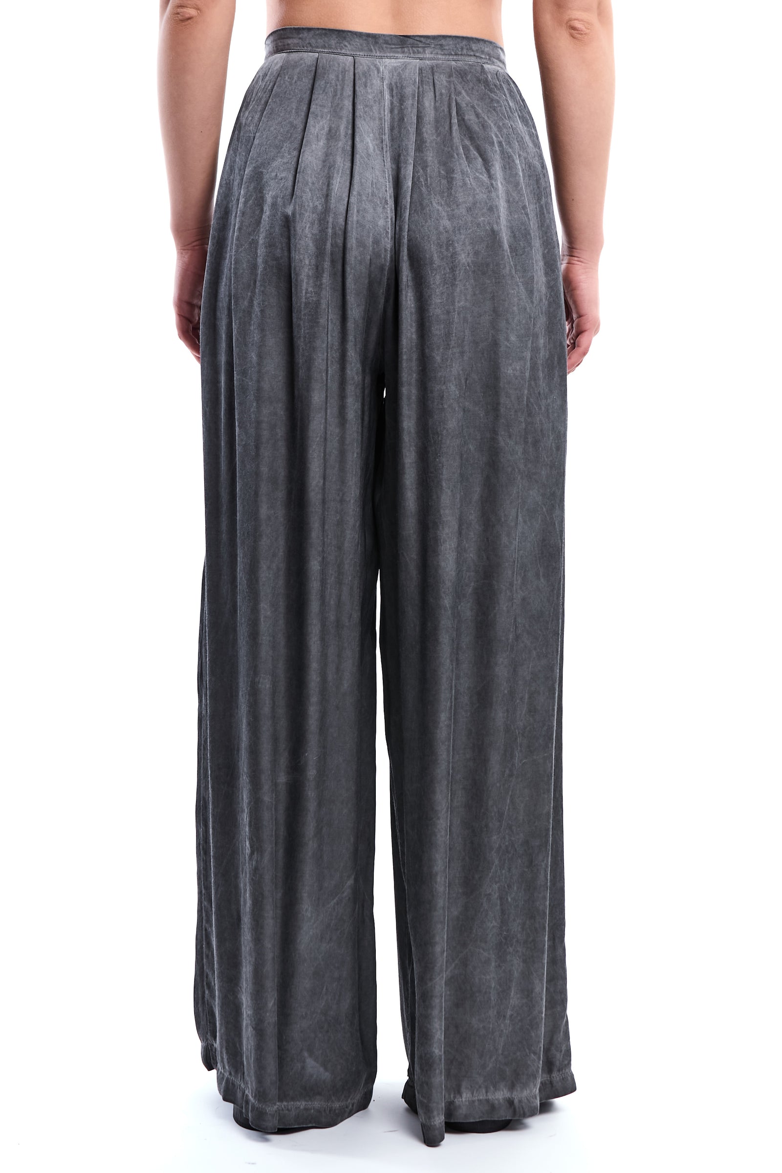 COLD-DYED VISCOSE SATIN PALAZZO TROUSER