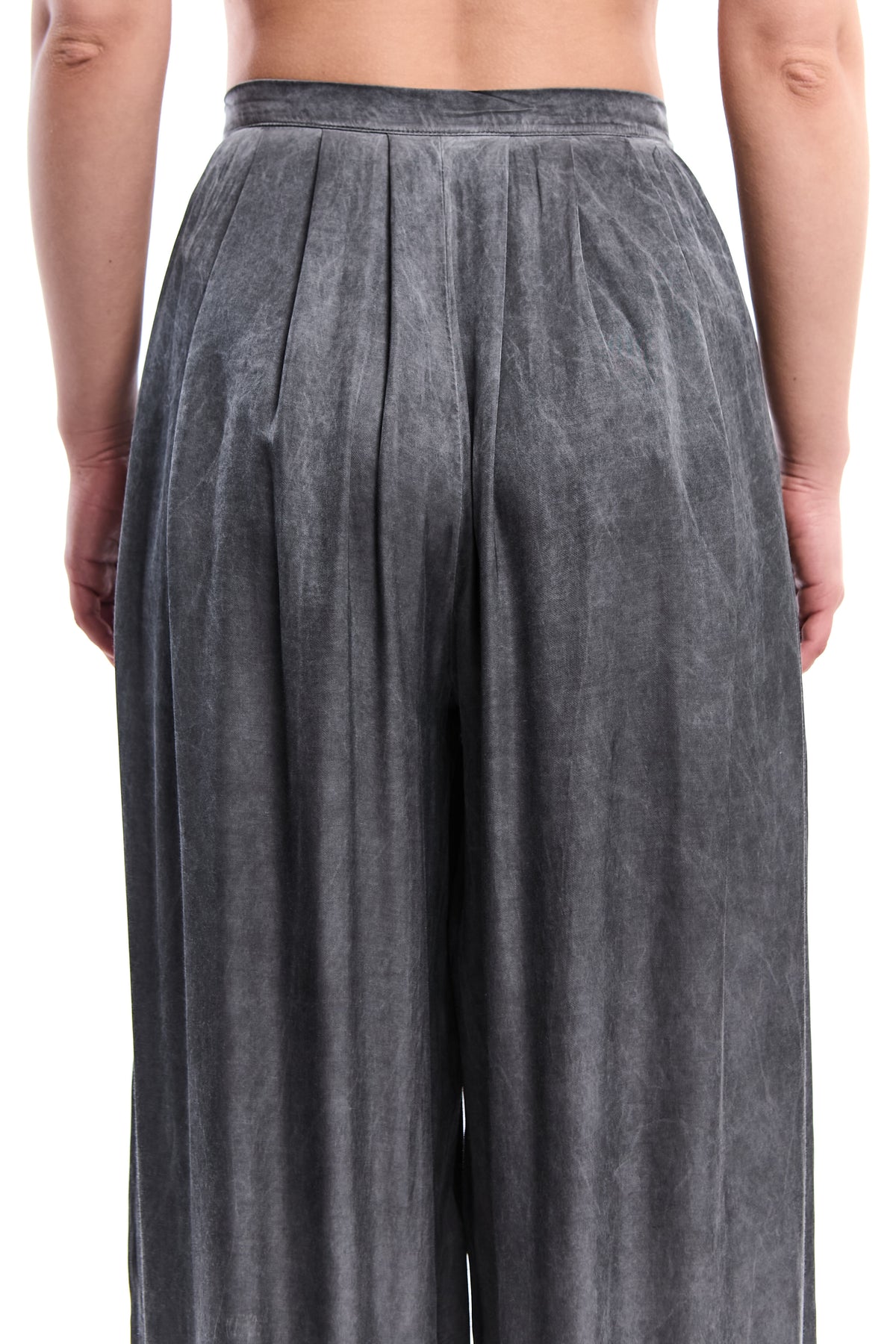 COLD-DYED VISCOSE SATIN PALAZZO TROUSER