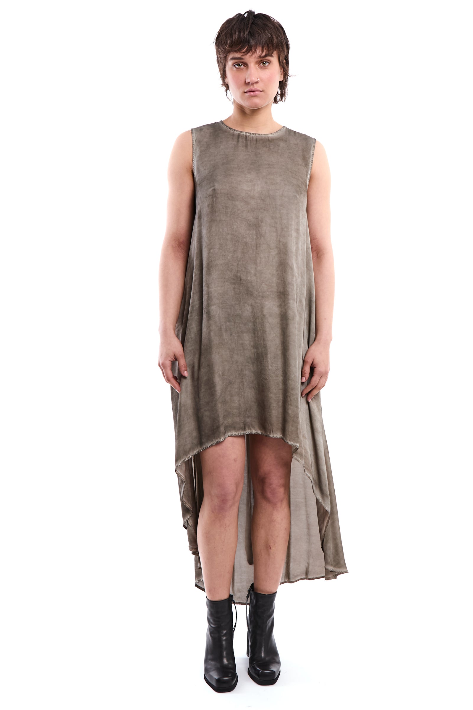 FANGO COLD-DYED ASYMMETRIC VISCOSE SATIN DRESS