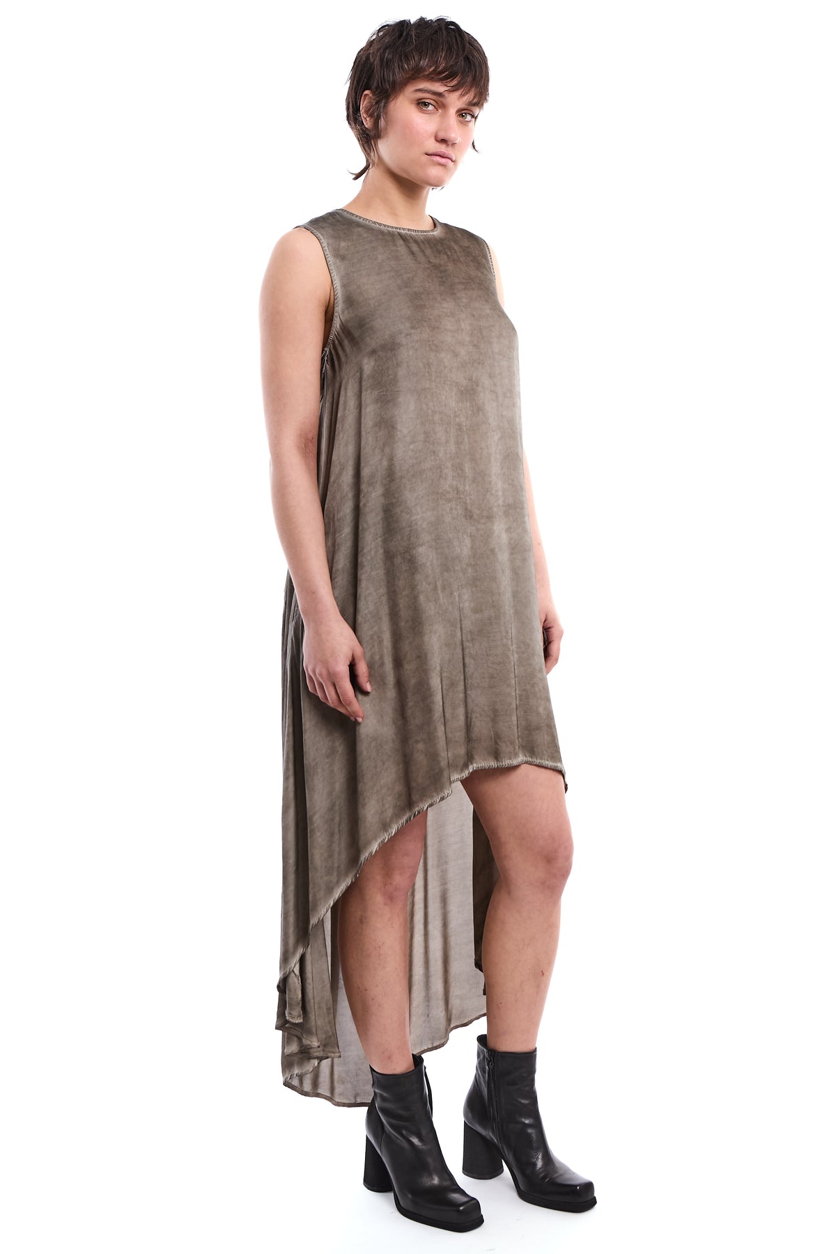 FANGO COLD-DYED ASYMMETRIC VISCOSE SATIN DRESS