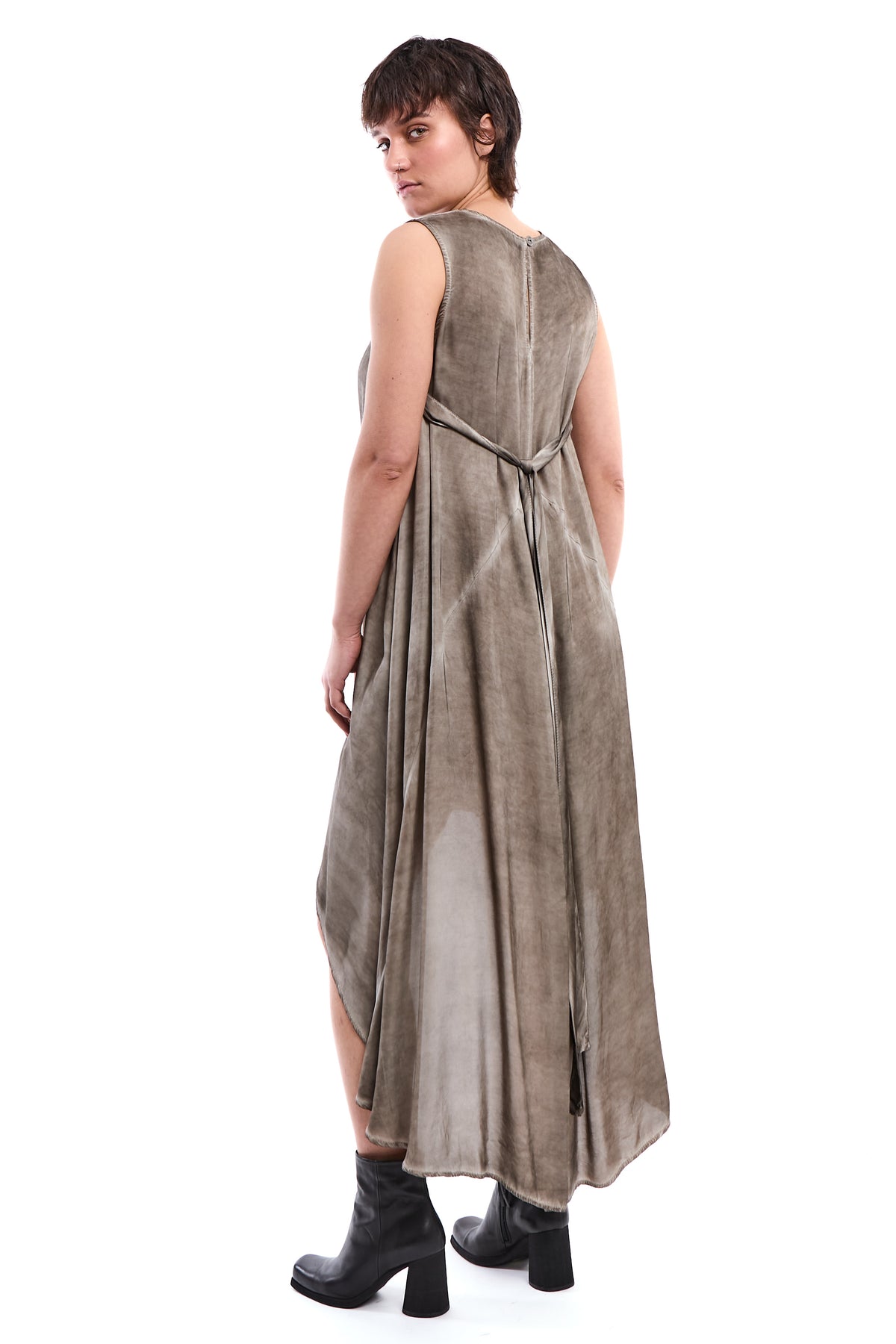 FANGO COLD-DYED ASYMMETRIC VISCOSE SATIN DRESS
