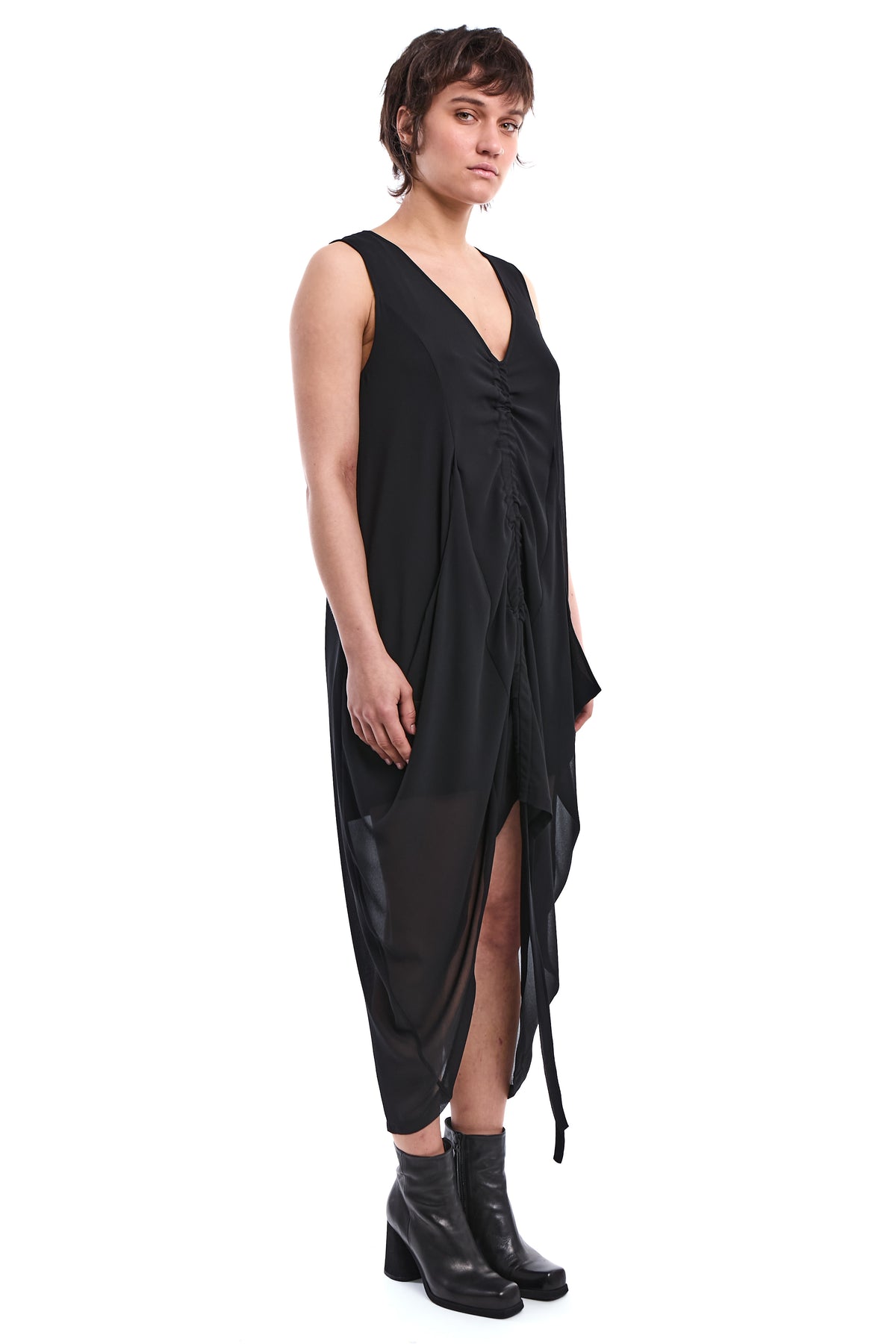 ASYMMETRIC GEORGETTE LAYERED DRESS
