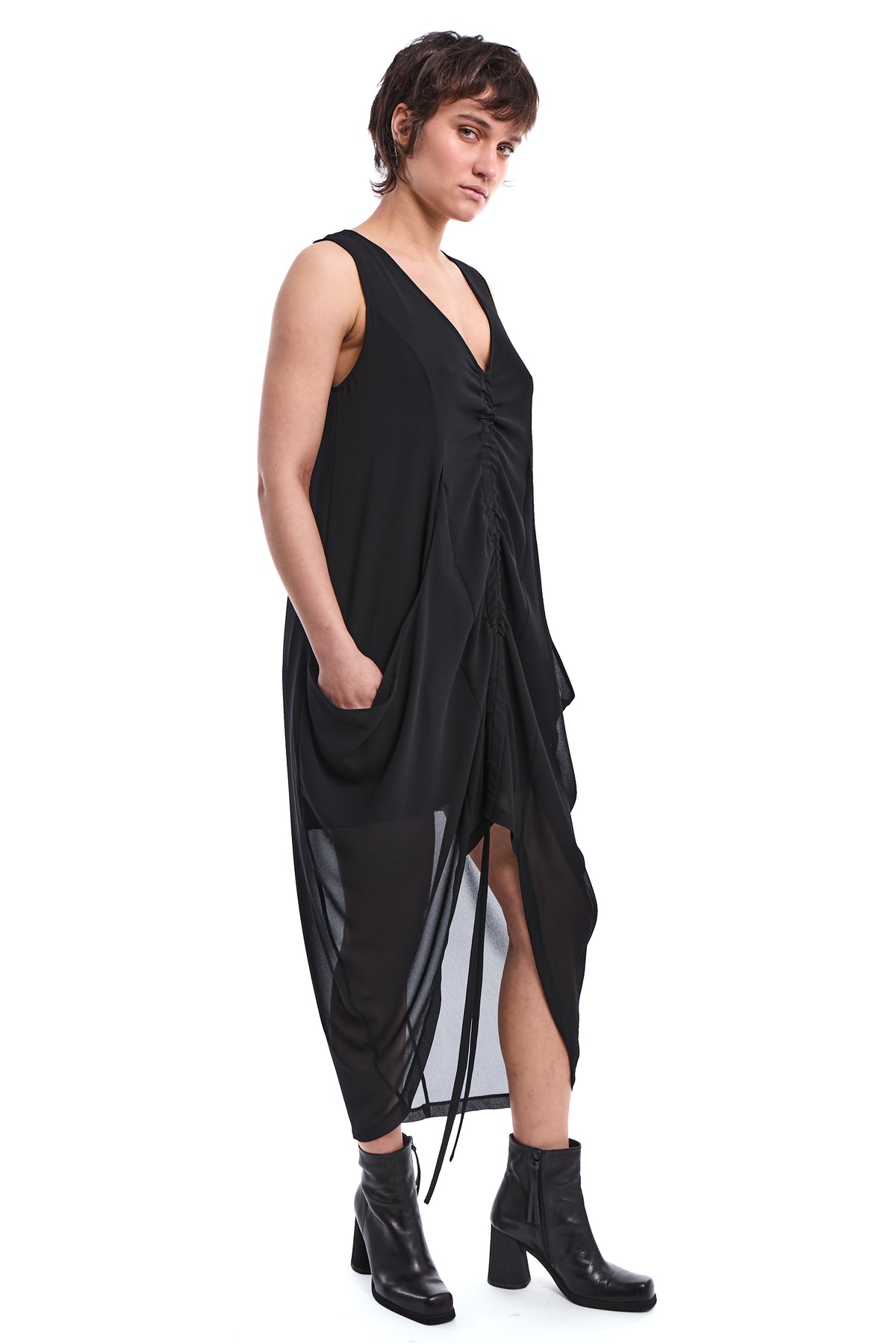 ASYMMETRIC GEORGETTE LAYERED DRESS