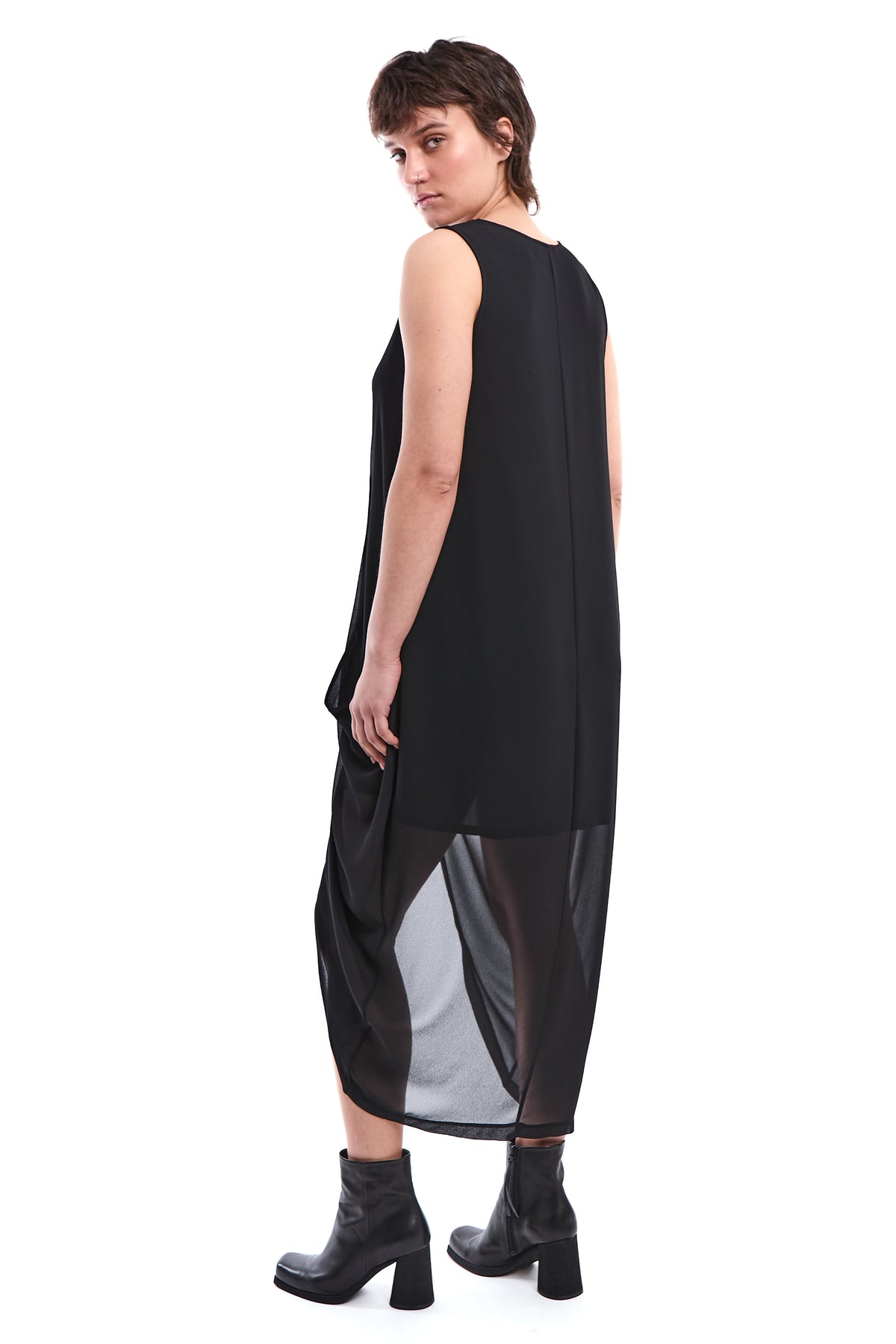 ASYMMETRIC GEORGETTE LAYERED DRESS