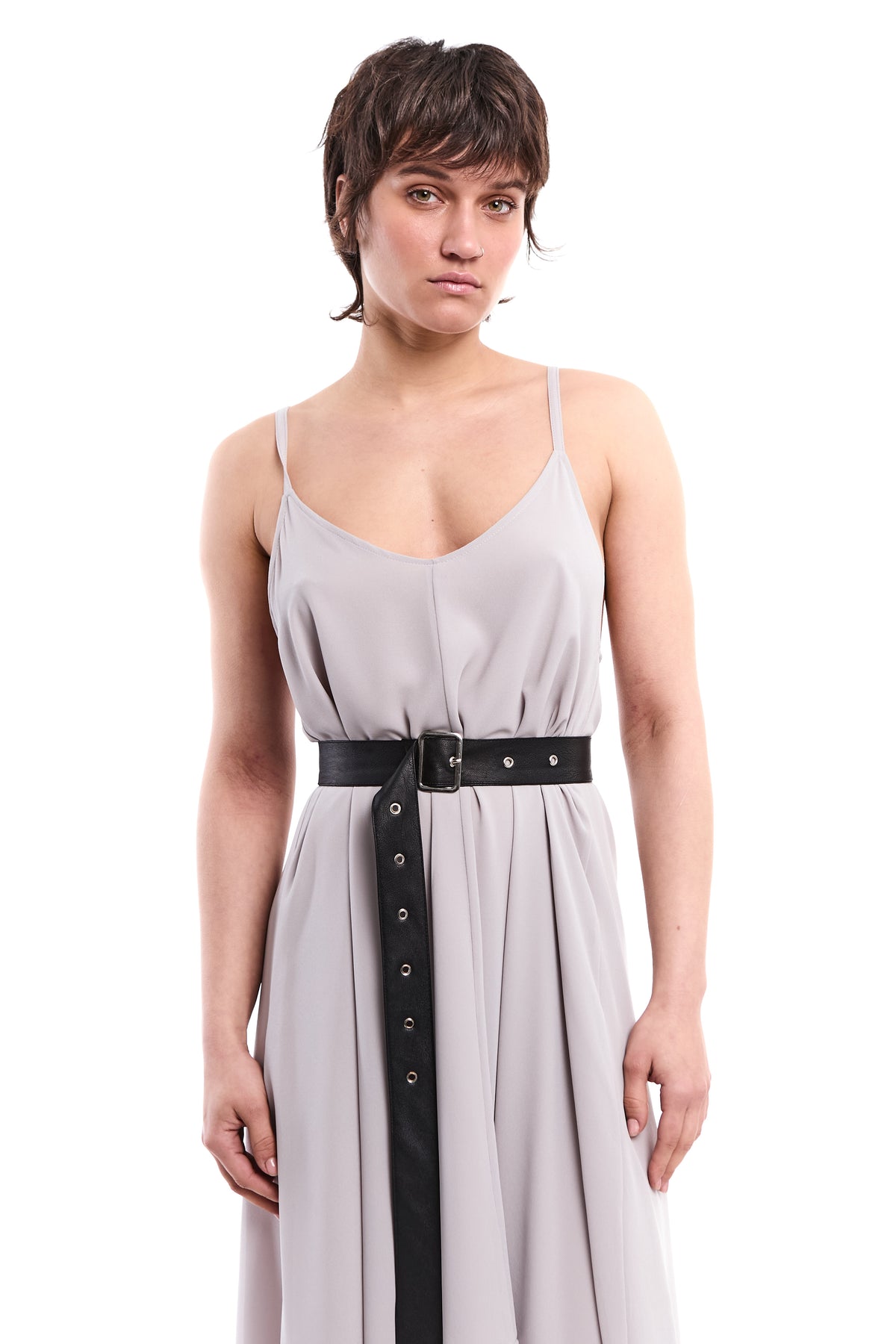 GREY ASYMMETRIC LAYERED DRESS
