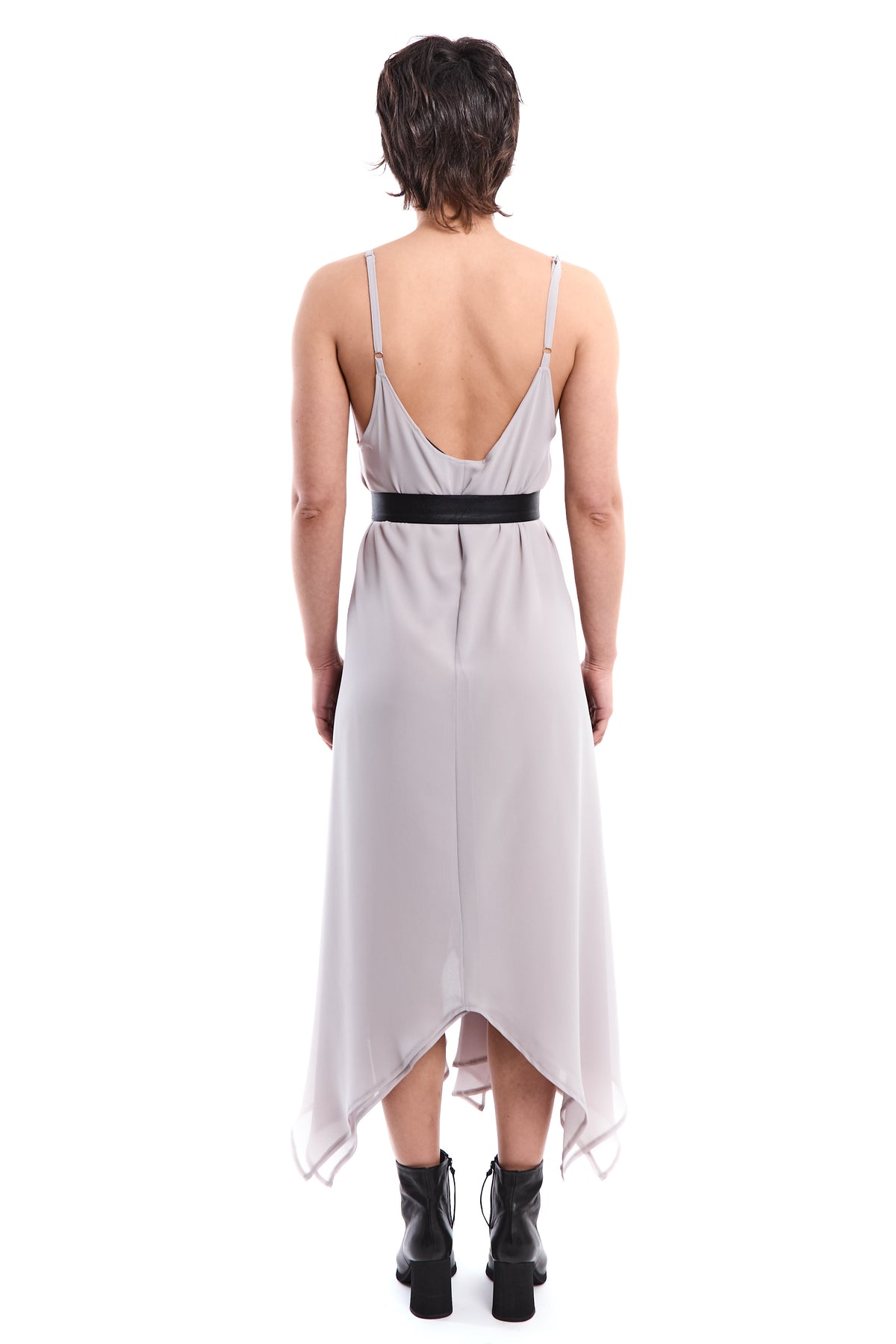 GREY ASYMMETRIC LAYERED DRESS