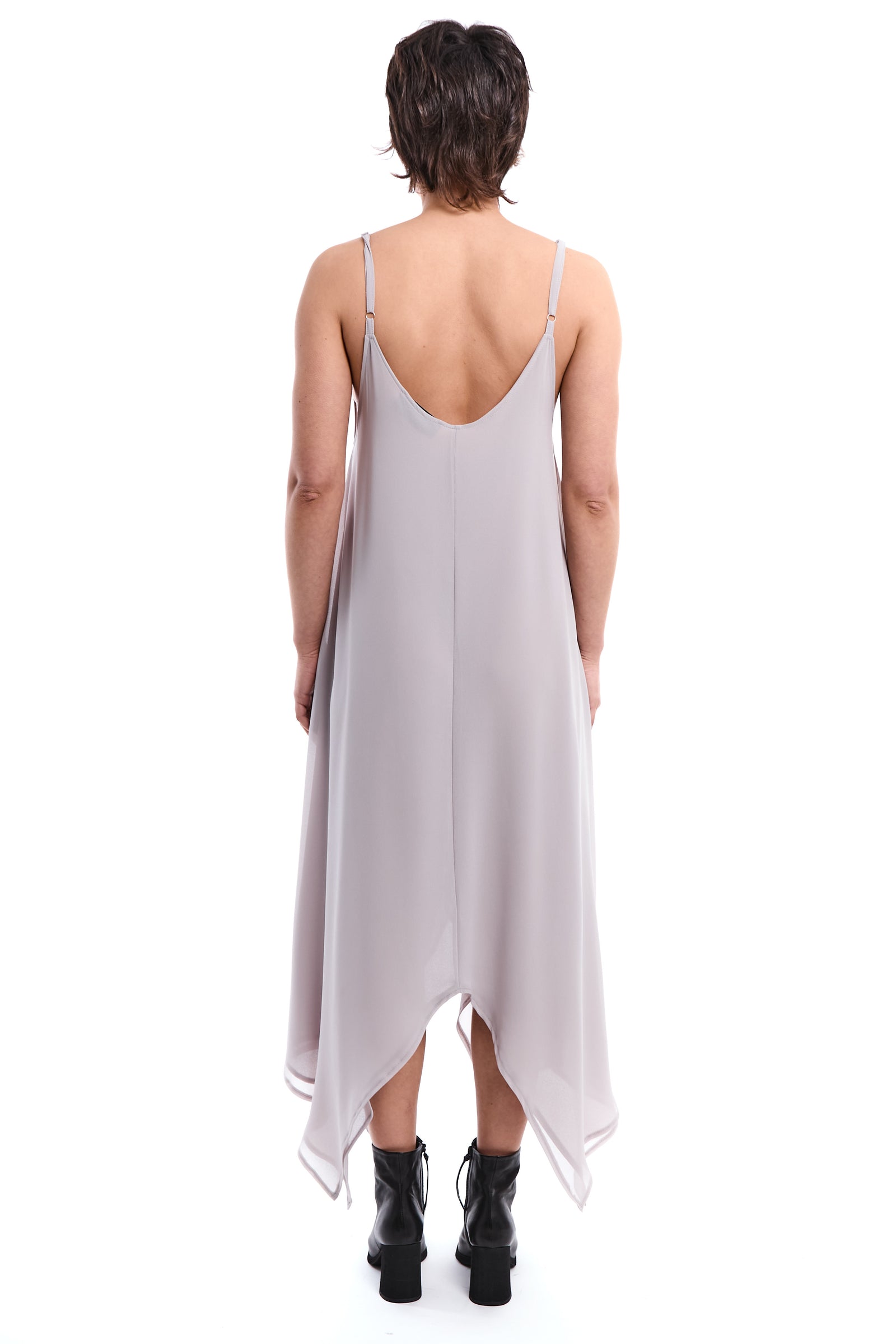 GREY ASYMMETRIC LAYERED DRESS