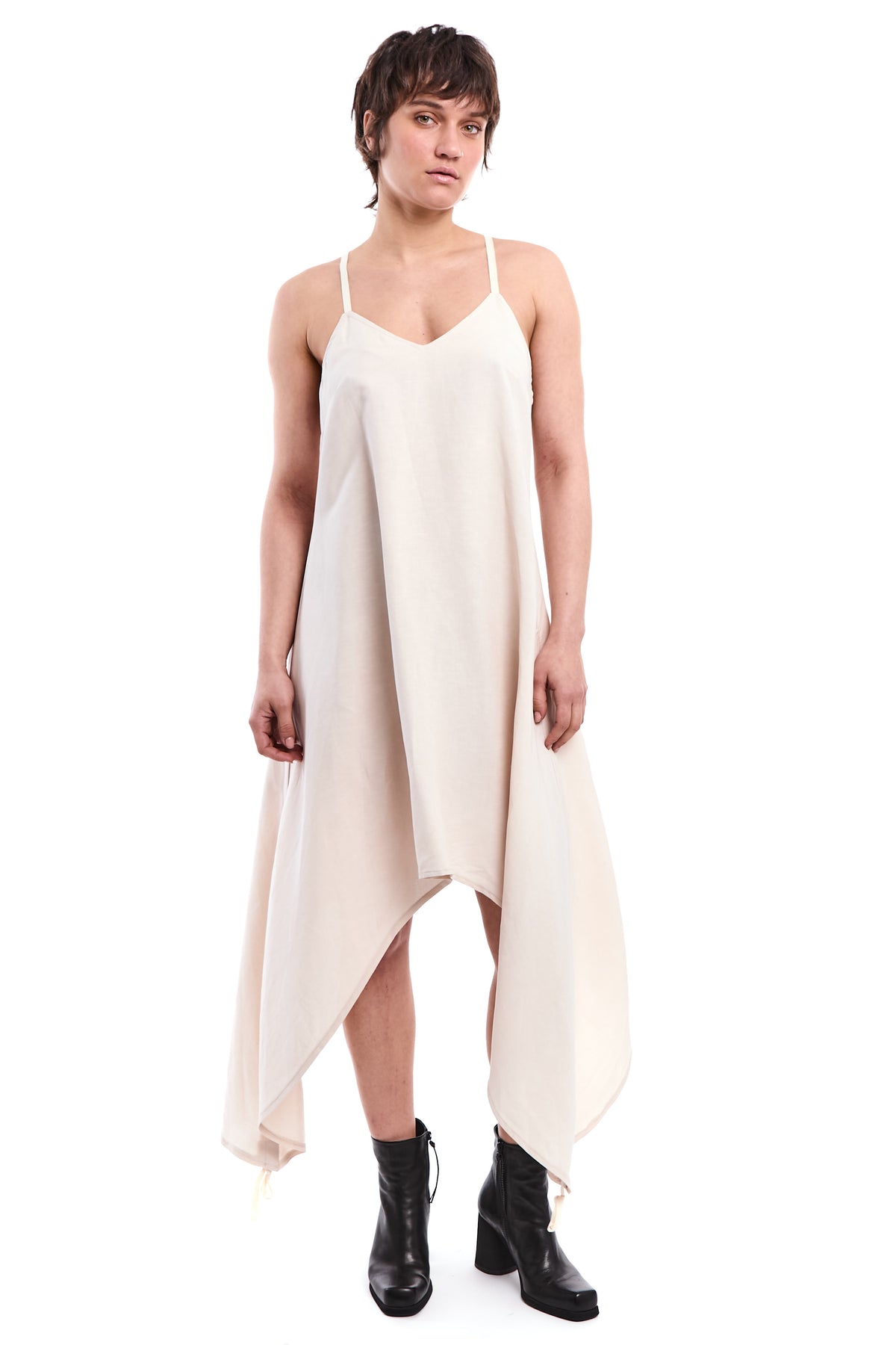 SAND LONG LINEN-BLEND DRESS