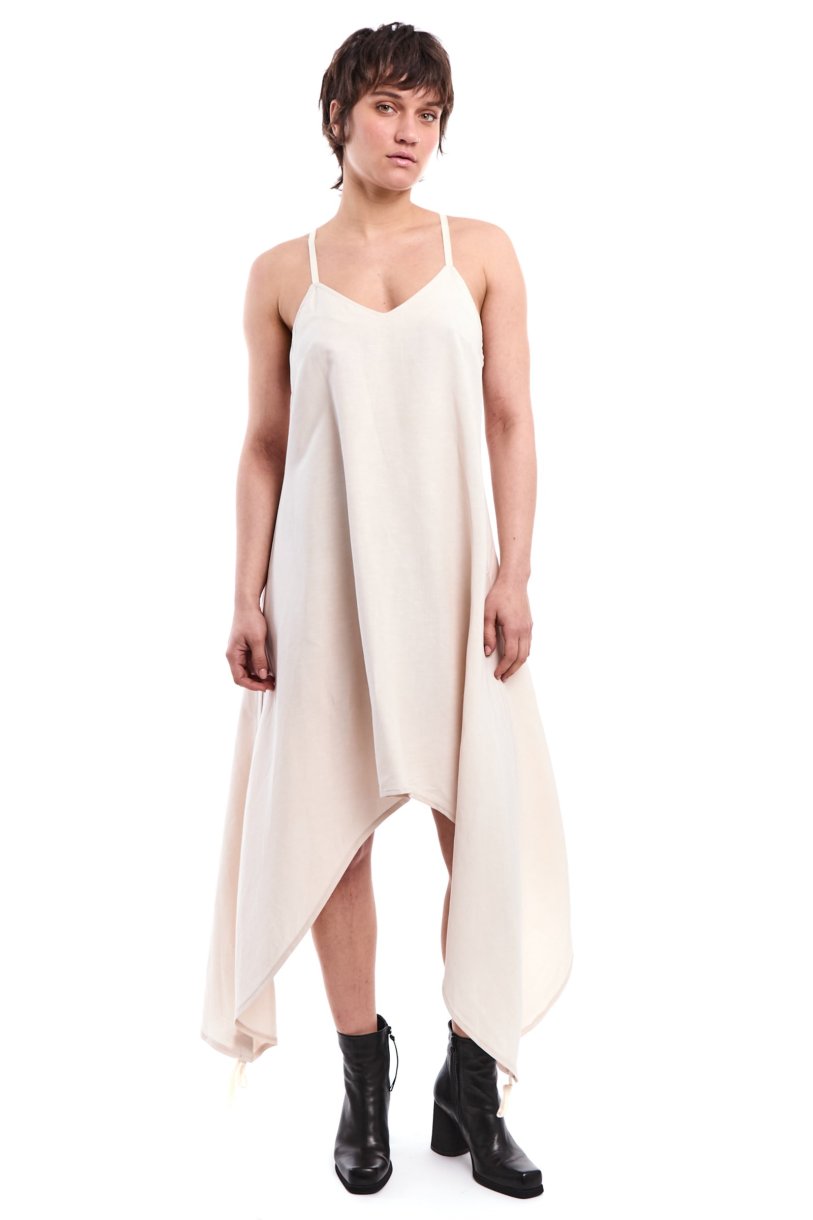 SAND LONG LINEN-BLEND DRESS