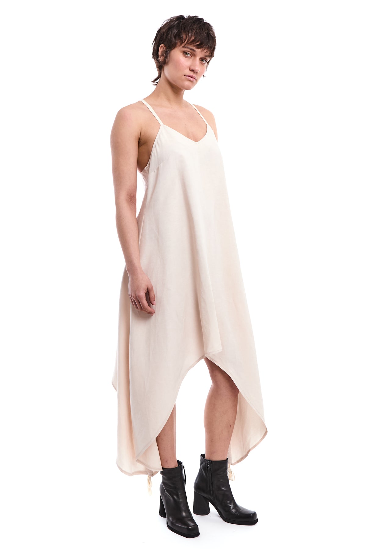 SAND LONG LINEN-BLEND DRESS